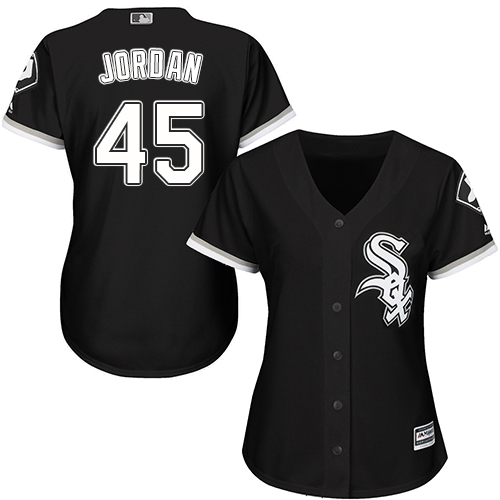 White Sox #45 Michael Jordan Black Alternate Women's Stitched MLB Jersey
